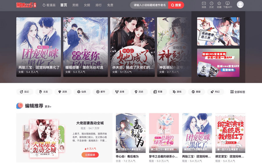 画网站小说源码程序CMS系统源码插图 画网站小说源码程序CMS系统源码插图